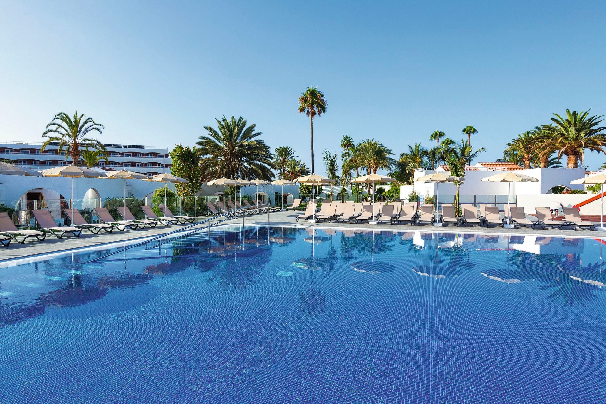 A view of a pool area in Sol Barbacan Apartments, Gran Canaria.