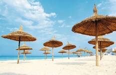 Thatched beach umbrellas in Tunisia
