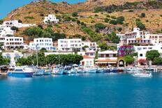 Harbour and town of Skala, main port on the island of Patmos