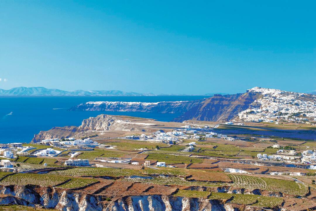 Looking along the coastline, Santorini
