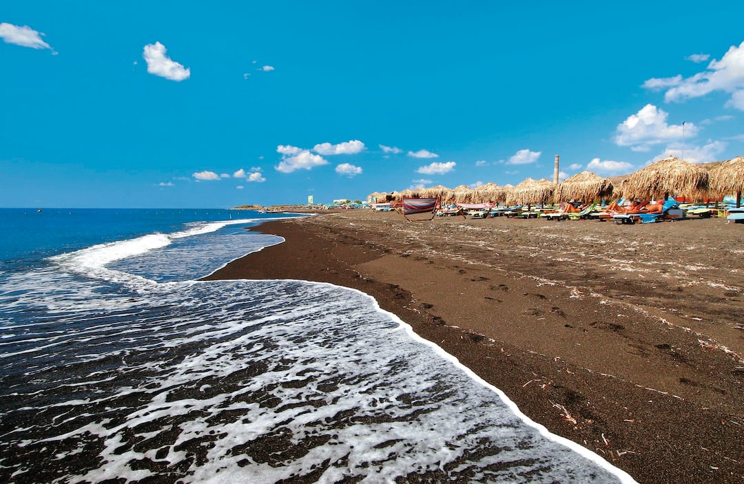 Relaxing on the beach, Perivolos, Santorini