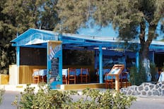 A beach bar, Perivolos, Santorini