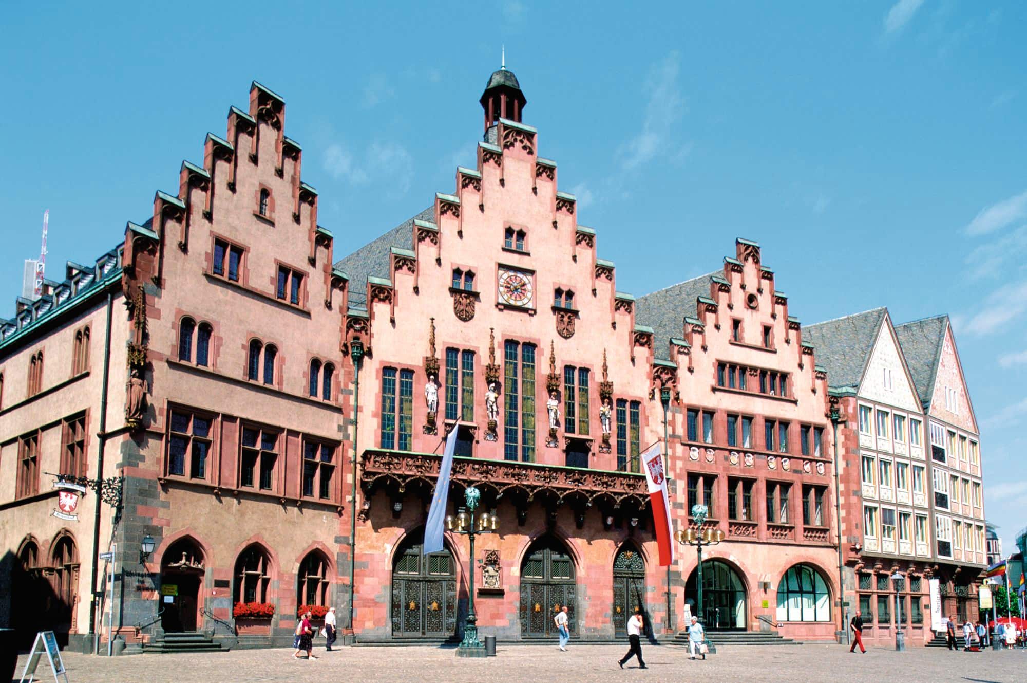 The medieval building of Romer in Frankfurt's Old Town.