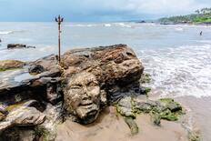 Shiva Rock carving at Little Vagator Beach, Goa