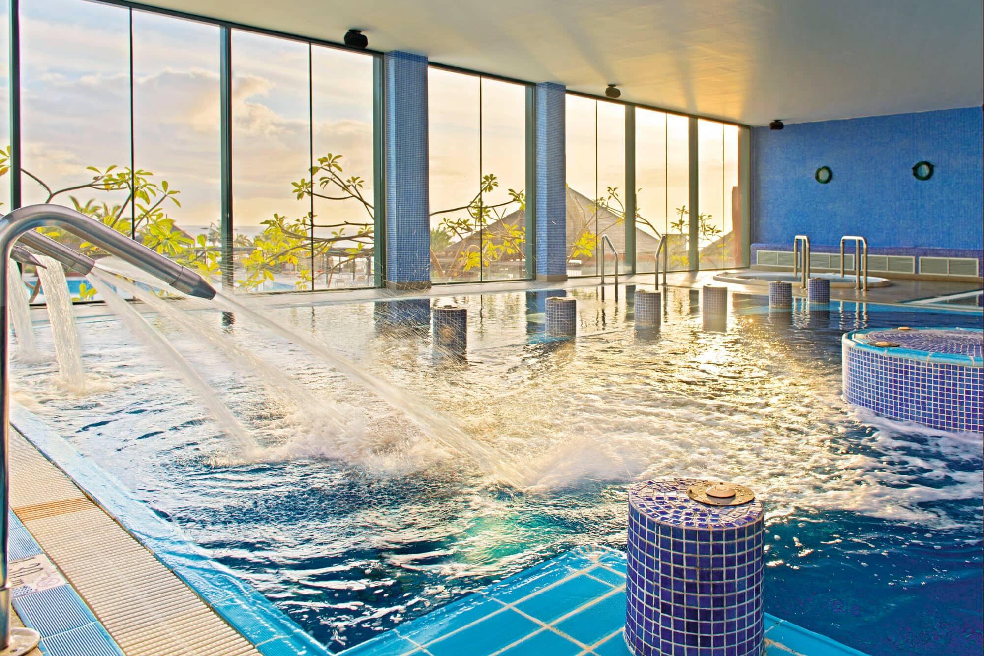 A spa pool with jets.