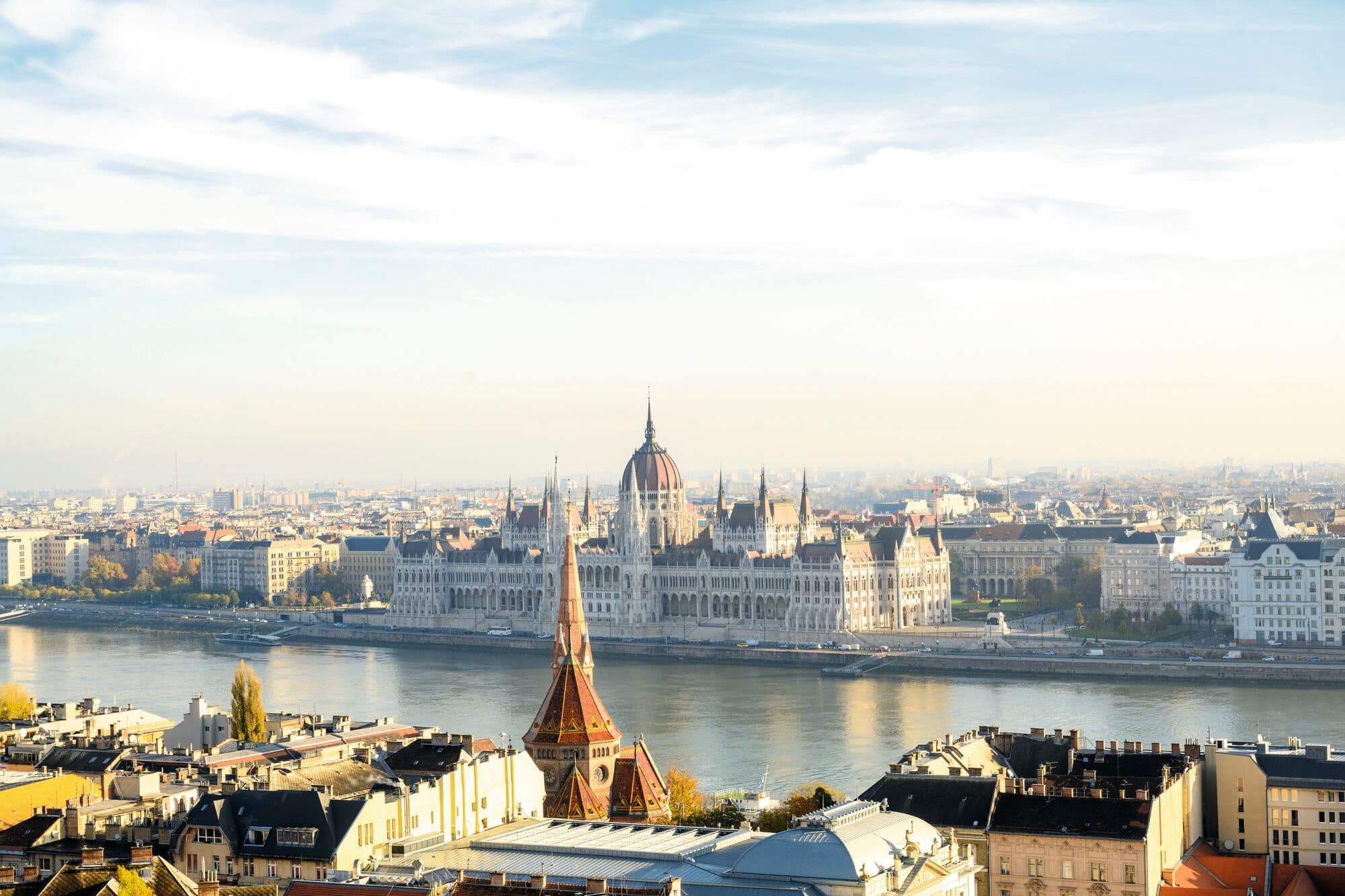An aerial view over Budapest.
