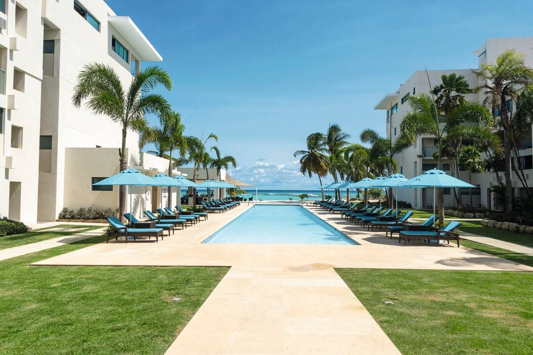 Pool view from reception