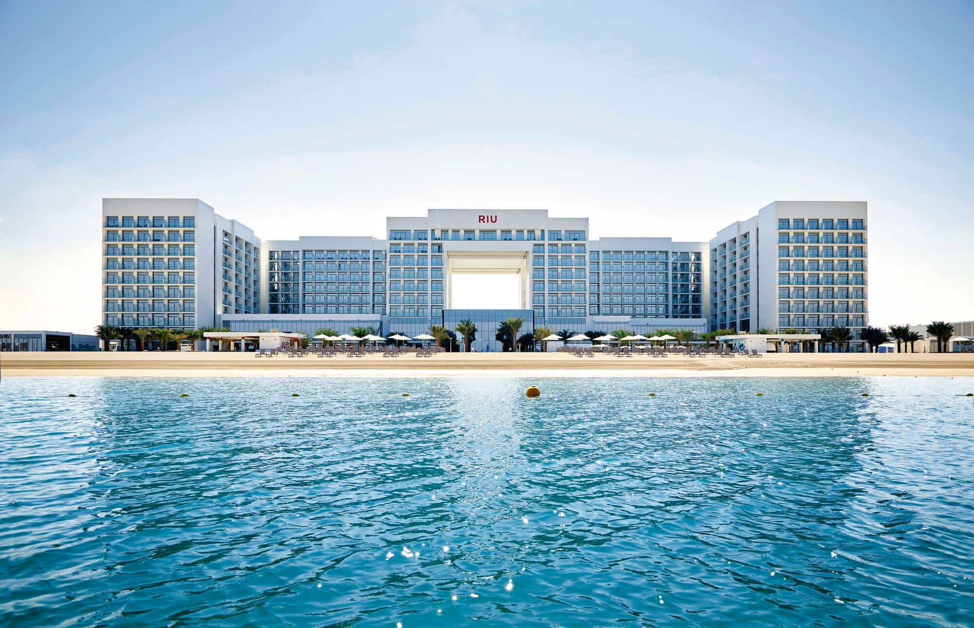A view of a RIU hotel exterior&nbsp;from the sea.