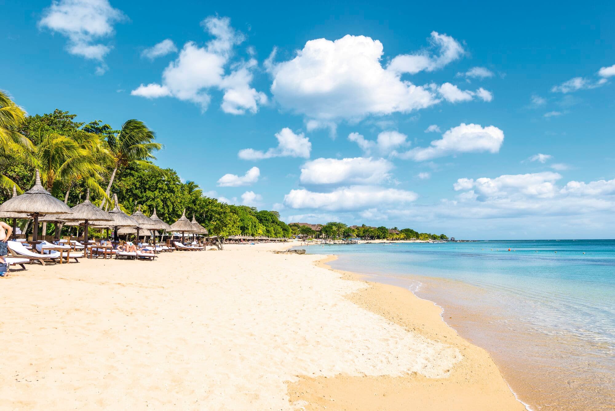 A view of a white sand beach.
