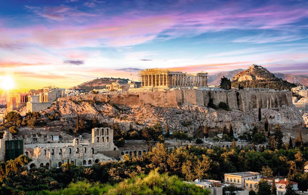 The Parthenon Temple at the Acropolis of Athens, Greece