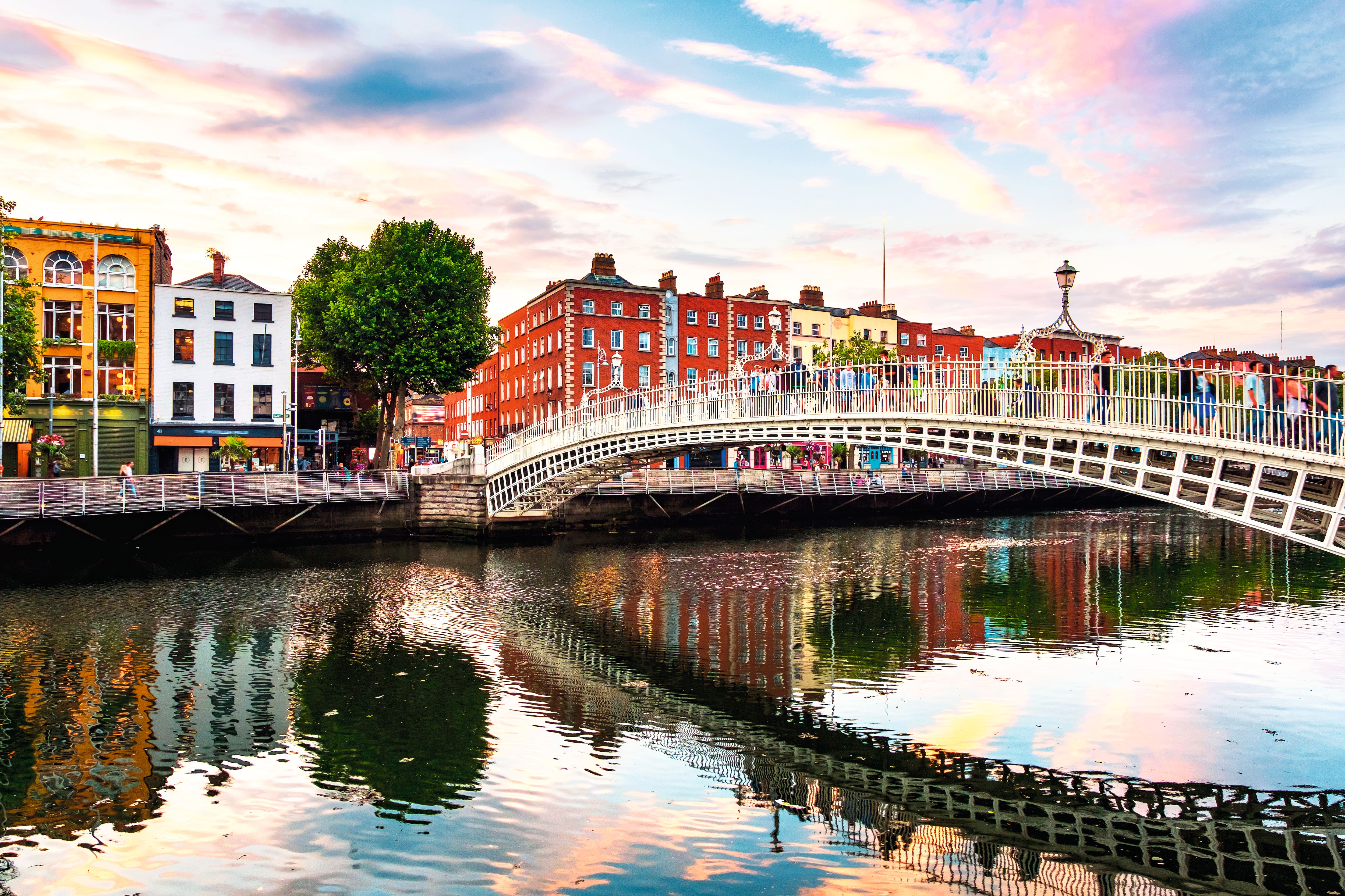 Ha'penny Bridge at sunset.