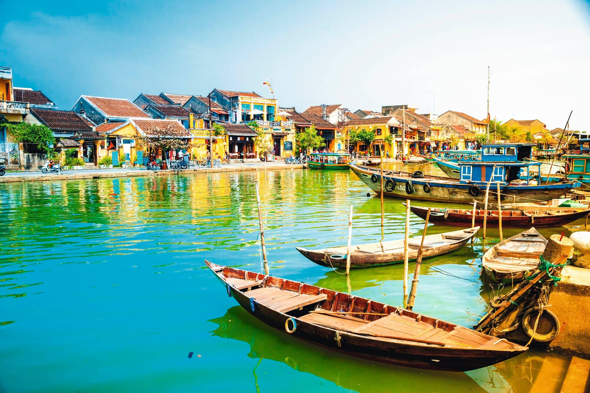 Traditional longboats at Hoi An, Vietnam.