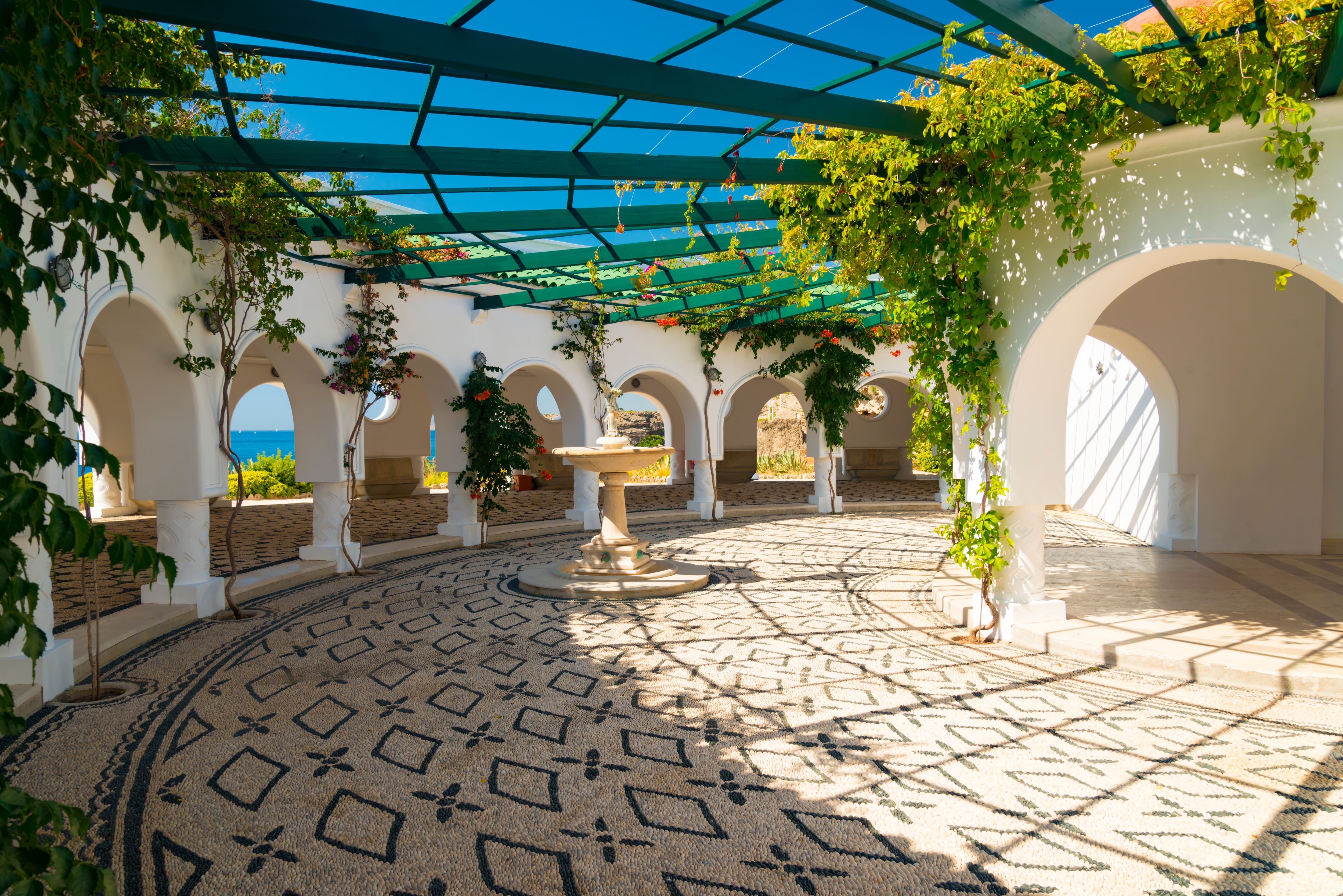 A view of Kallithea Springs in Rhodes, Greece.