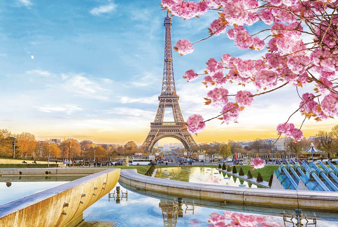 Eiffel Tower in the spring morning in Paris, France