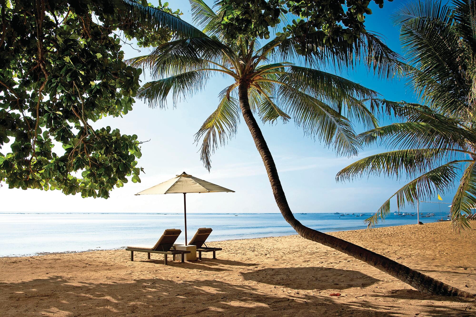 A secluded, golden sand hotel beach.