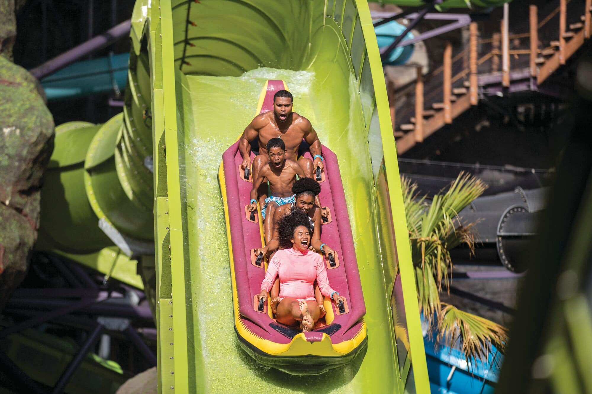 Family on Krakatau Aqua Coaster.