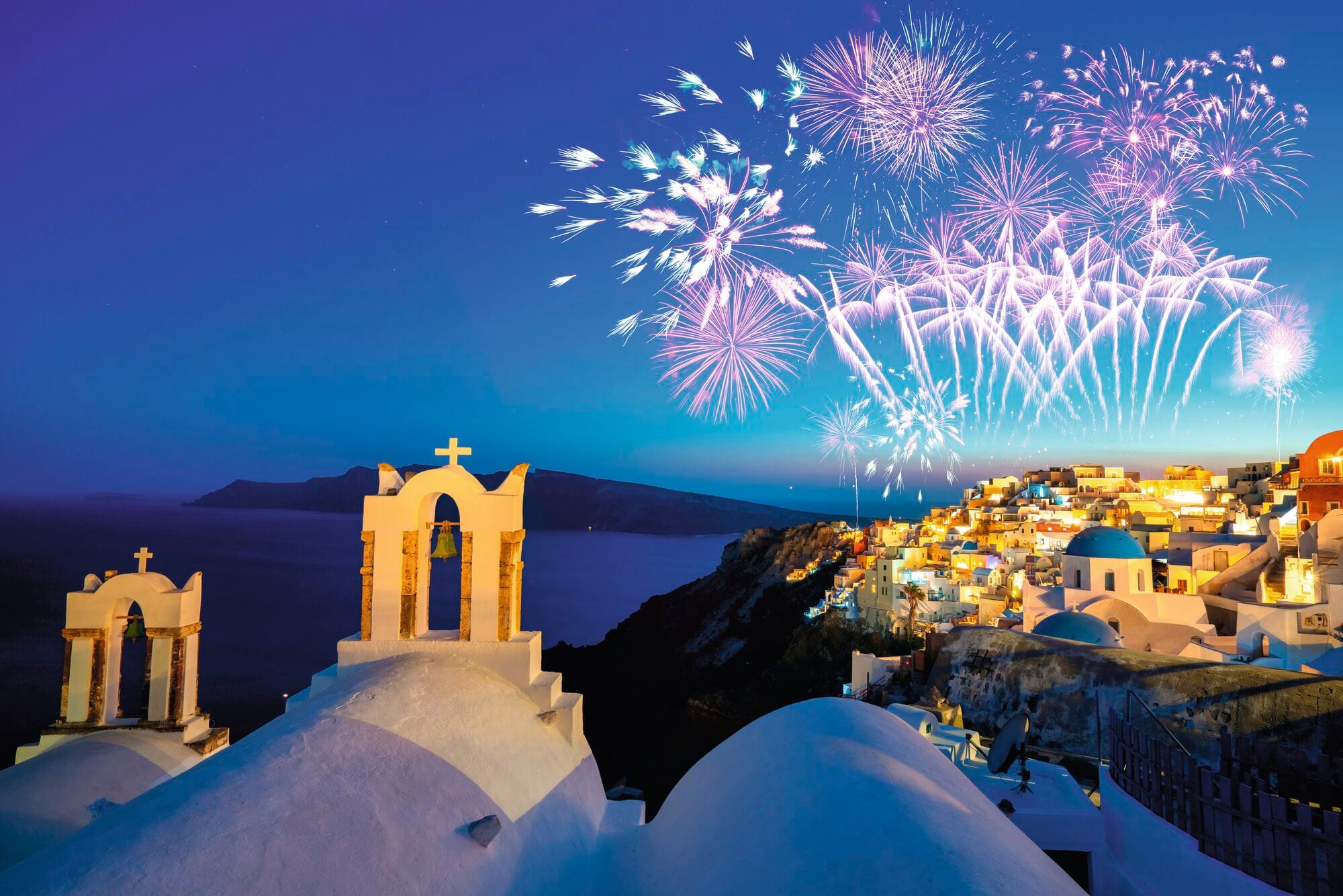 Fireworks on Santorini Island, Greece
