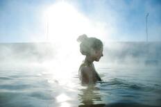Swimming in a thermal water pool