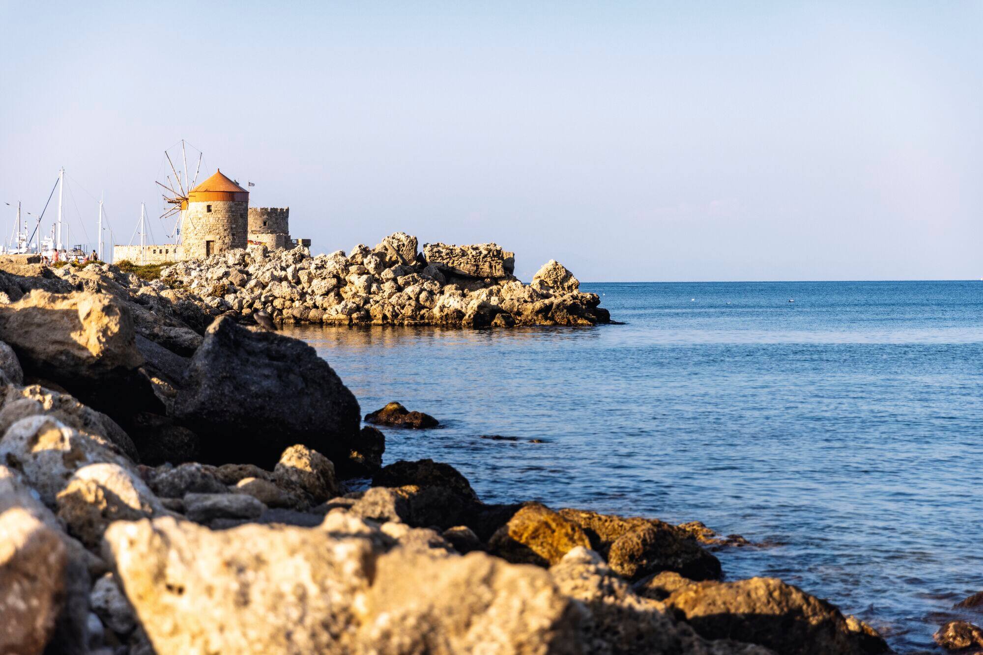 A view of Rhodes old town harbour.