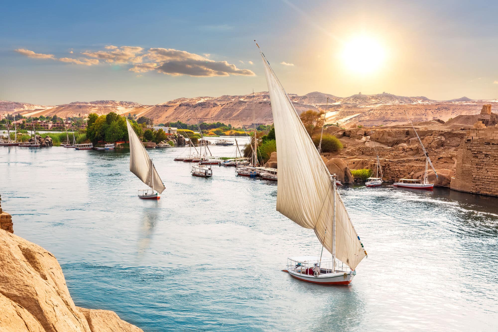 Traditional Nile sailboats, Egypt.