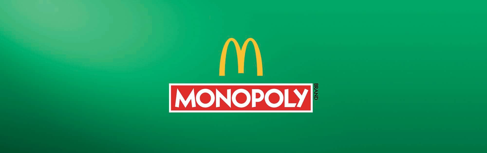 A green background with the monopoly and McDonald's logos.