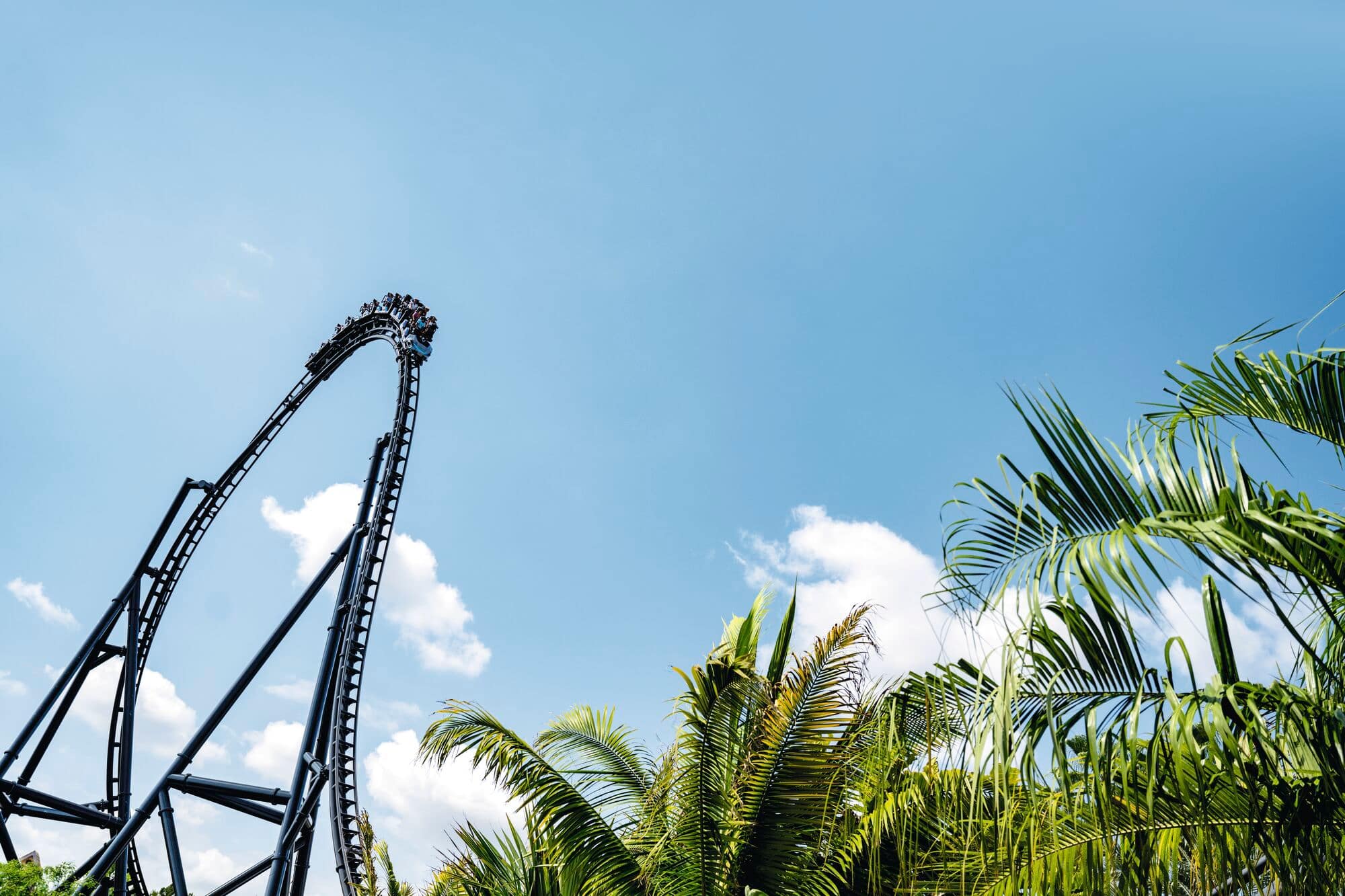 A high rollercoaster on a clear sunny day.