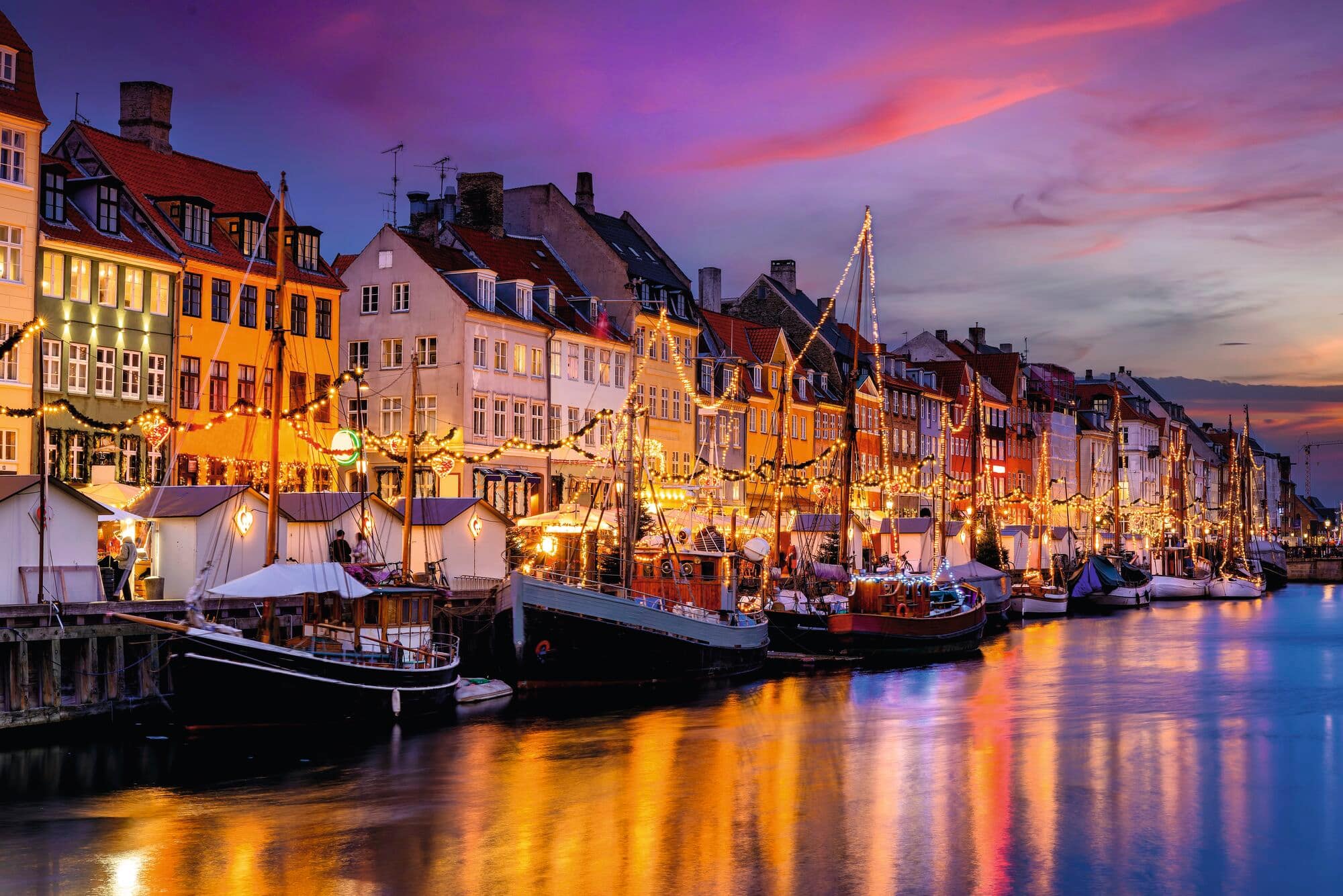 View of a Christmas market in Copenhagen.