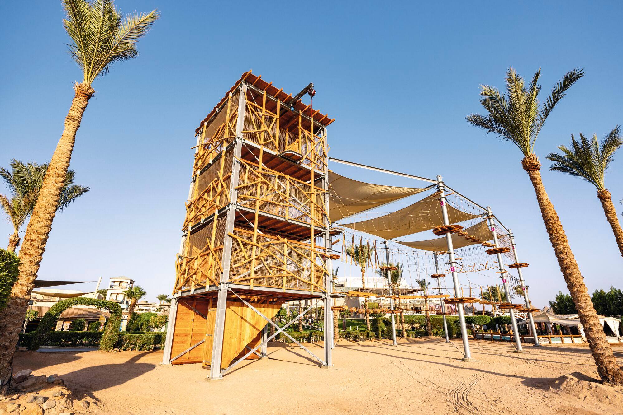 A view of aerial adventure course.