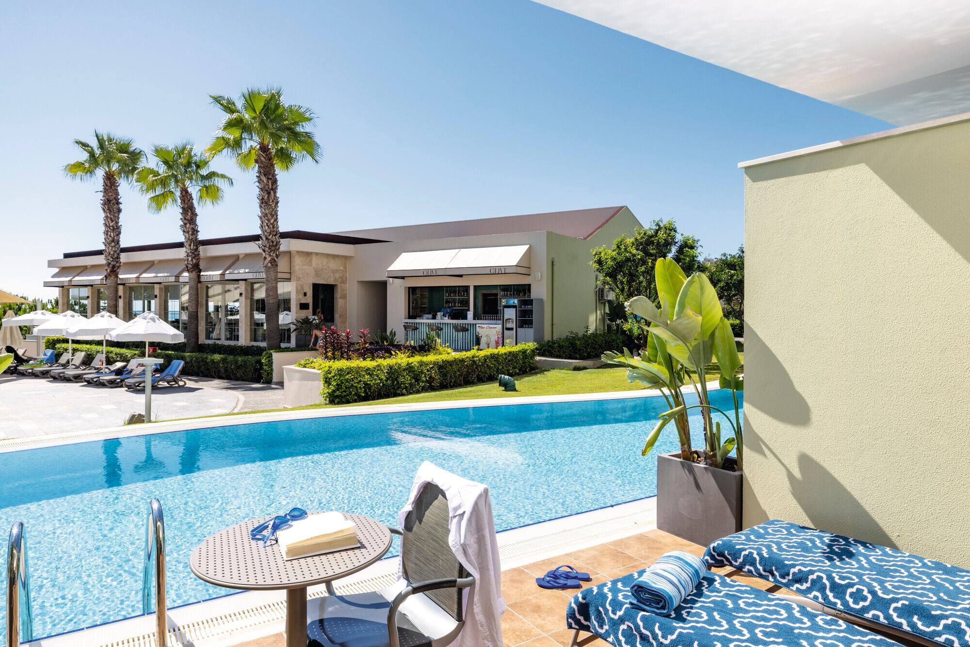 View of pool from family swim-up suite.