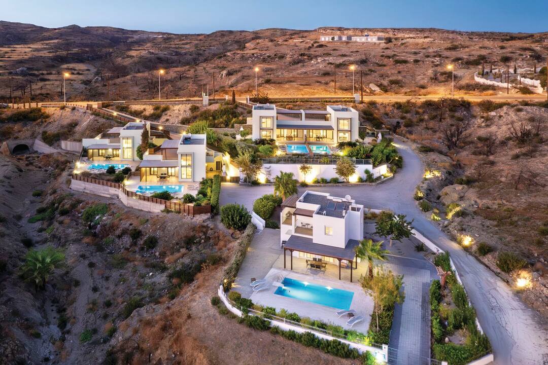 Five villas; aerial view
