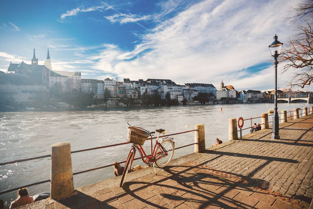 A sunny morning by the riverside in Basel