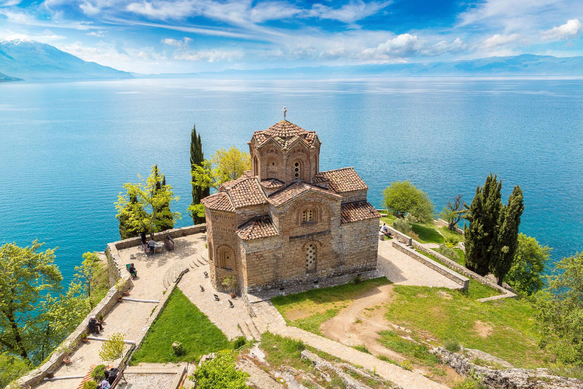 Church overlooking the lake. 