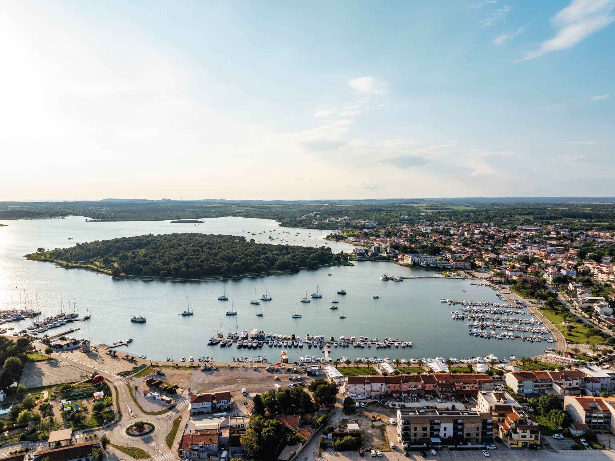 Aerial view over Pula Town
