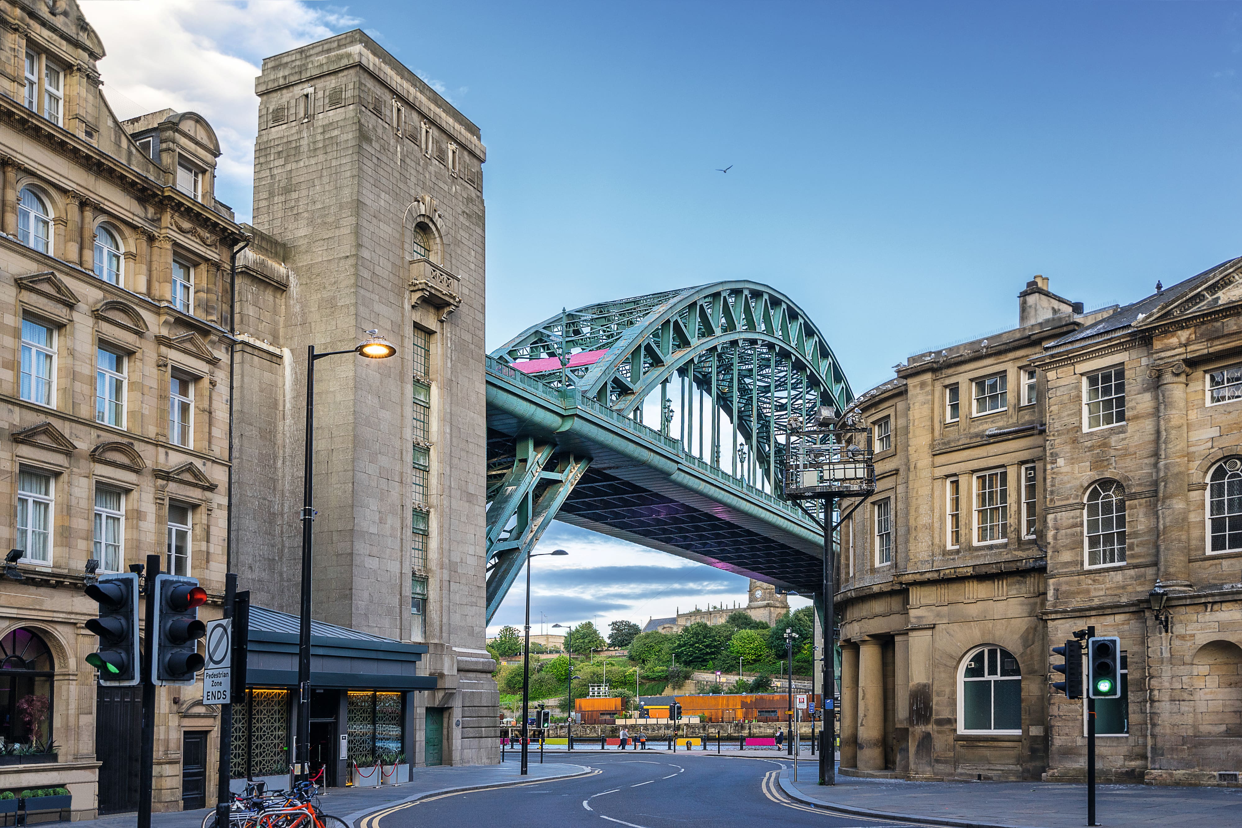 The Tyne Bridge between Newcastle and Gateshead Quayside.