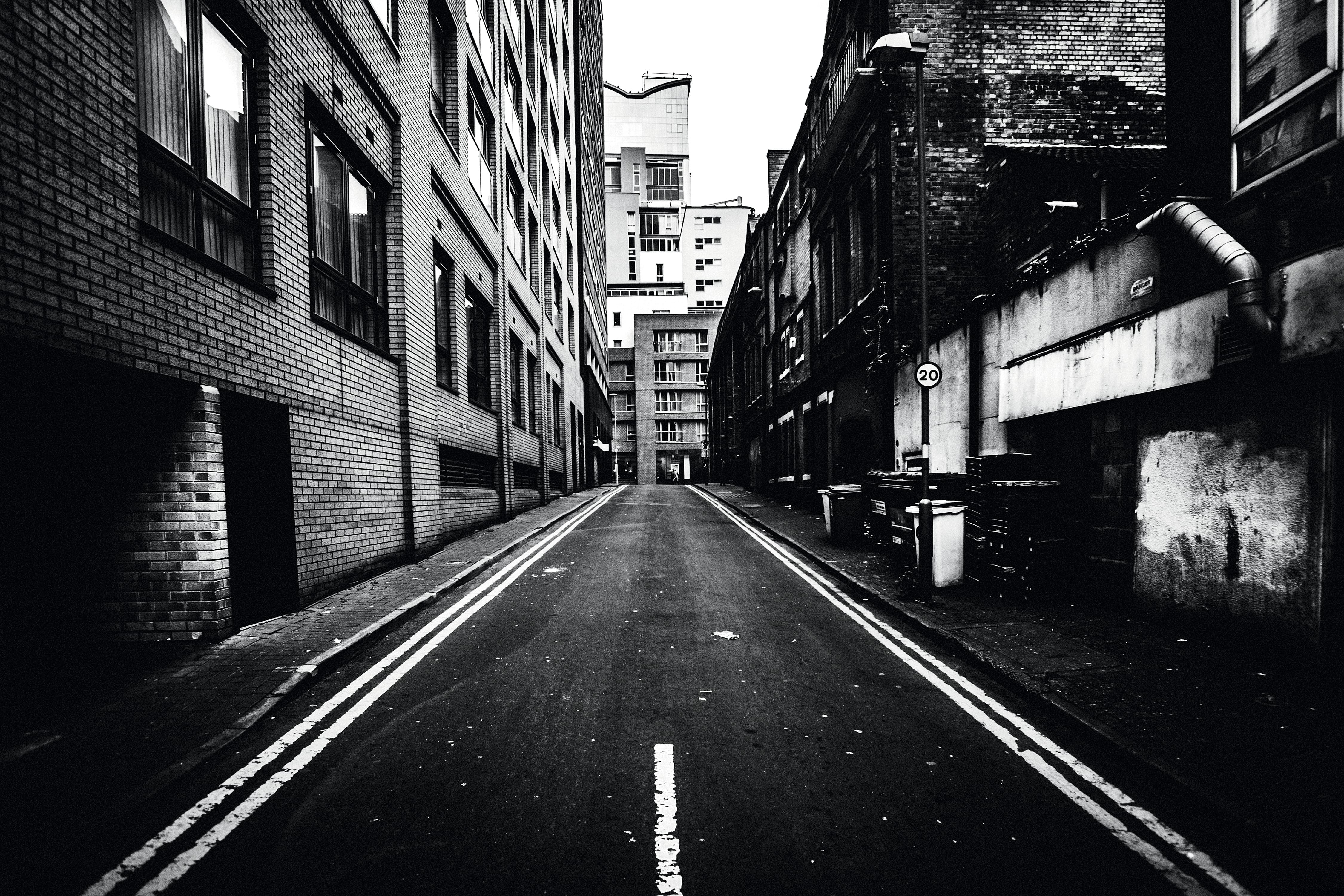 Birmingham Street in black and white.  