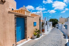 Looking down a street in Megalocori, Santorini