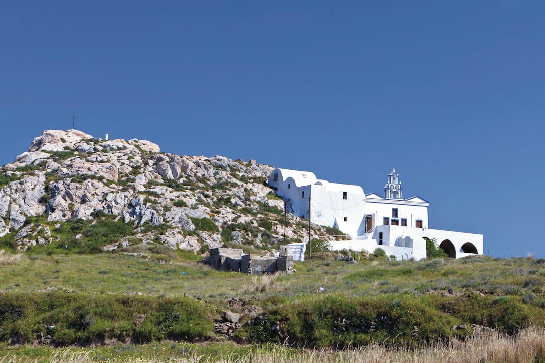 A traditional church on the hill, Monolithos, Santorini