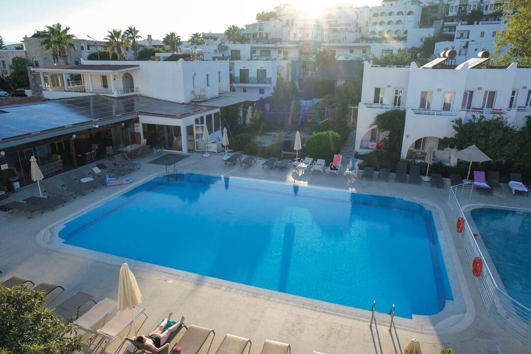 Aerial view of the main pool area