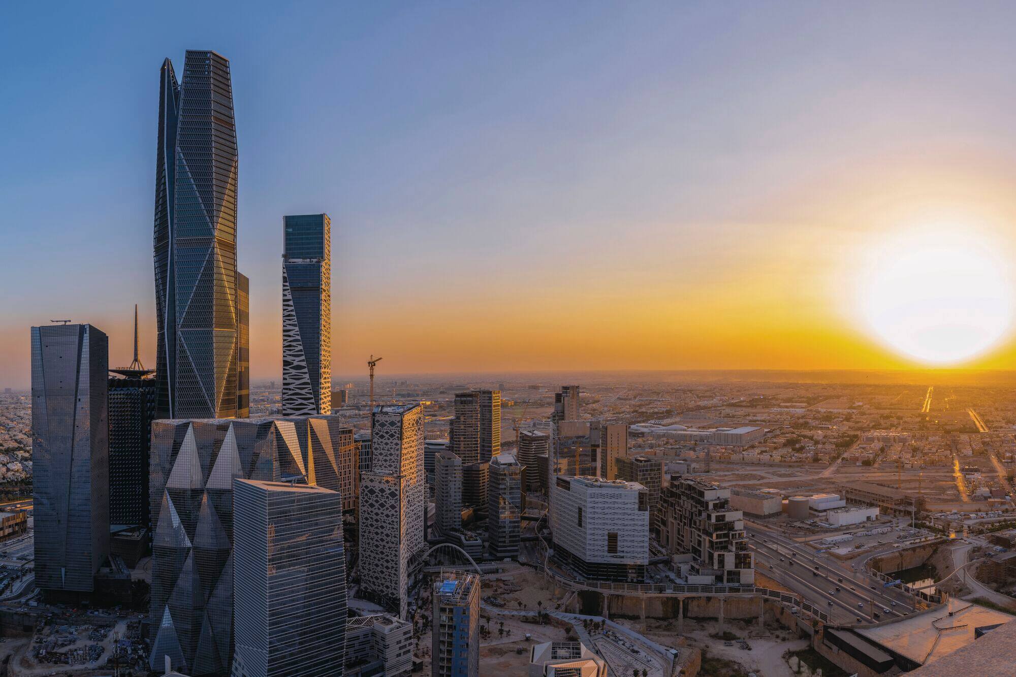 A view of Riyadh at sunset