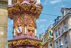 Fine decoration in the medieval fish market, downtown Basel