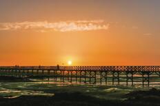 The connecting bridge at sunset, Formosa natural park