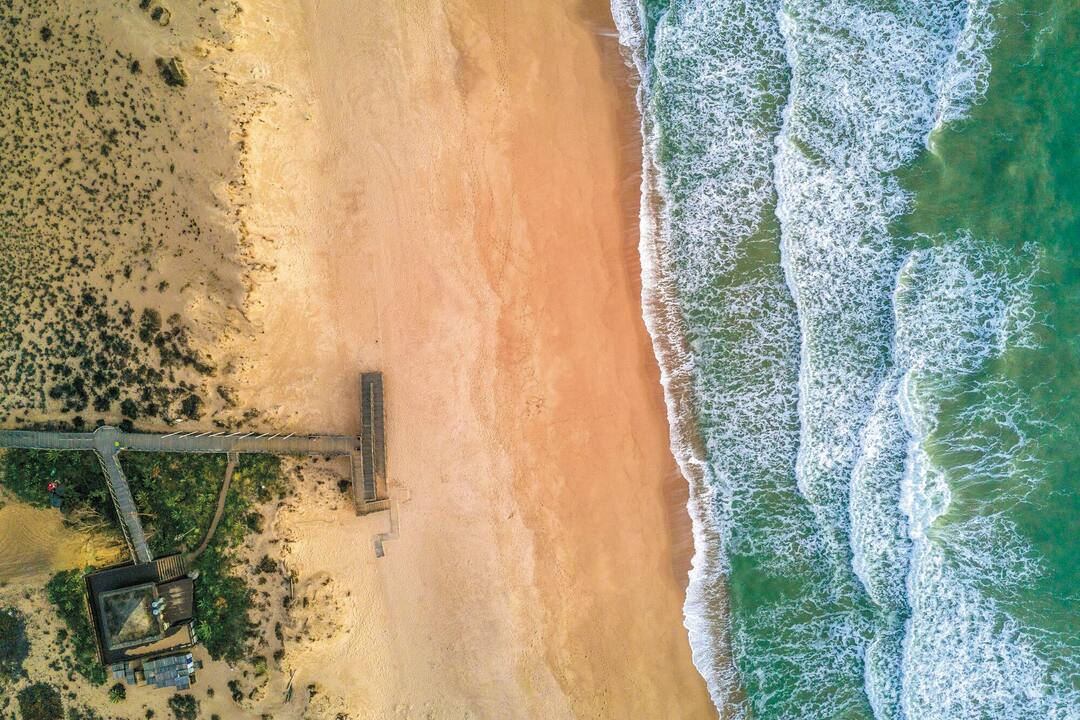 An aerial view of the beach at Quinta do Lago