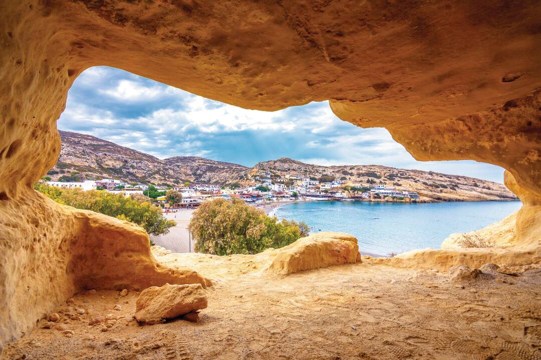 Man-made caves overlooking Matala Beach