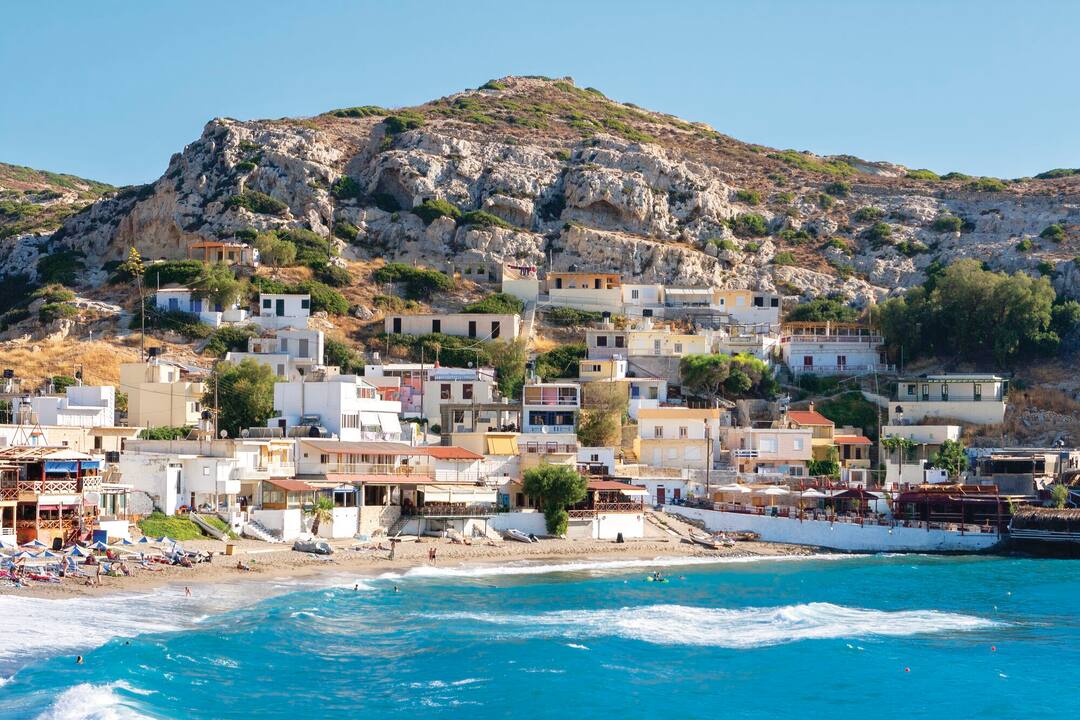 Matala, village and beach, south coast of Crete, Greece