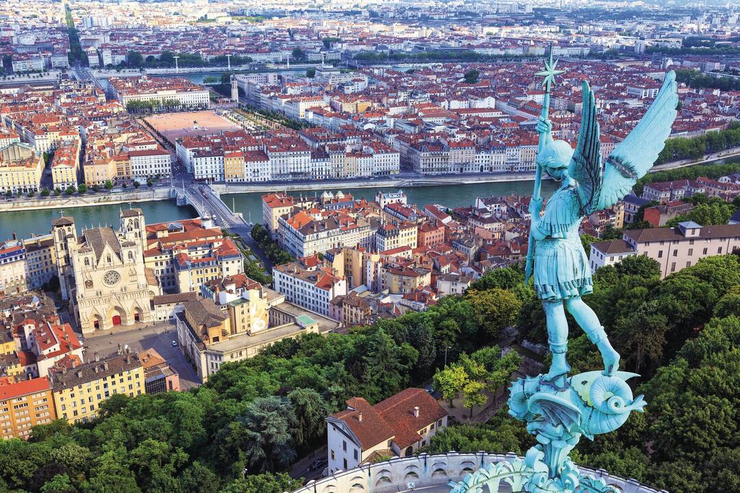 A view over Lyon from atop the Notre Dame de Fourviere