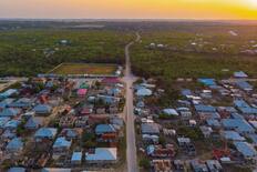 An aerial view of Pwani Mchangan during golden hour