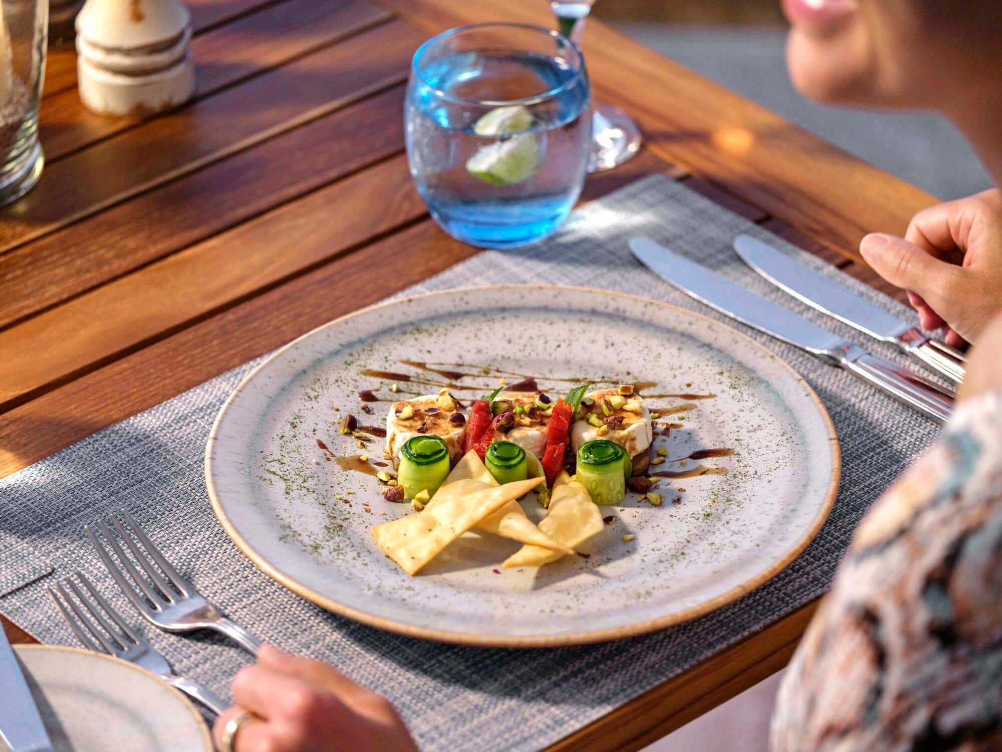 A plate of food served at El Sabbar A La Carte Restaurant at TUI Blue Samaya.