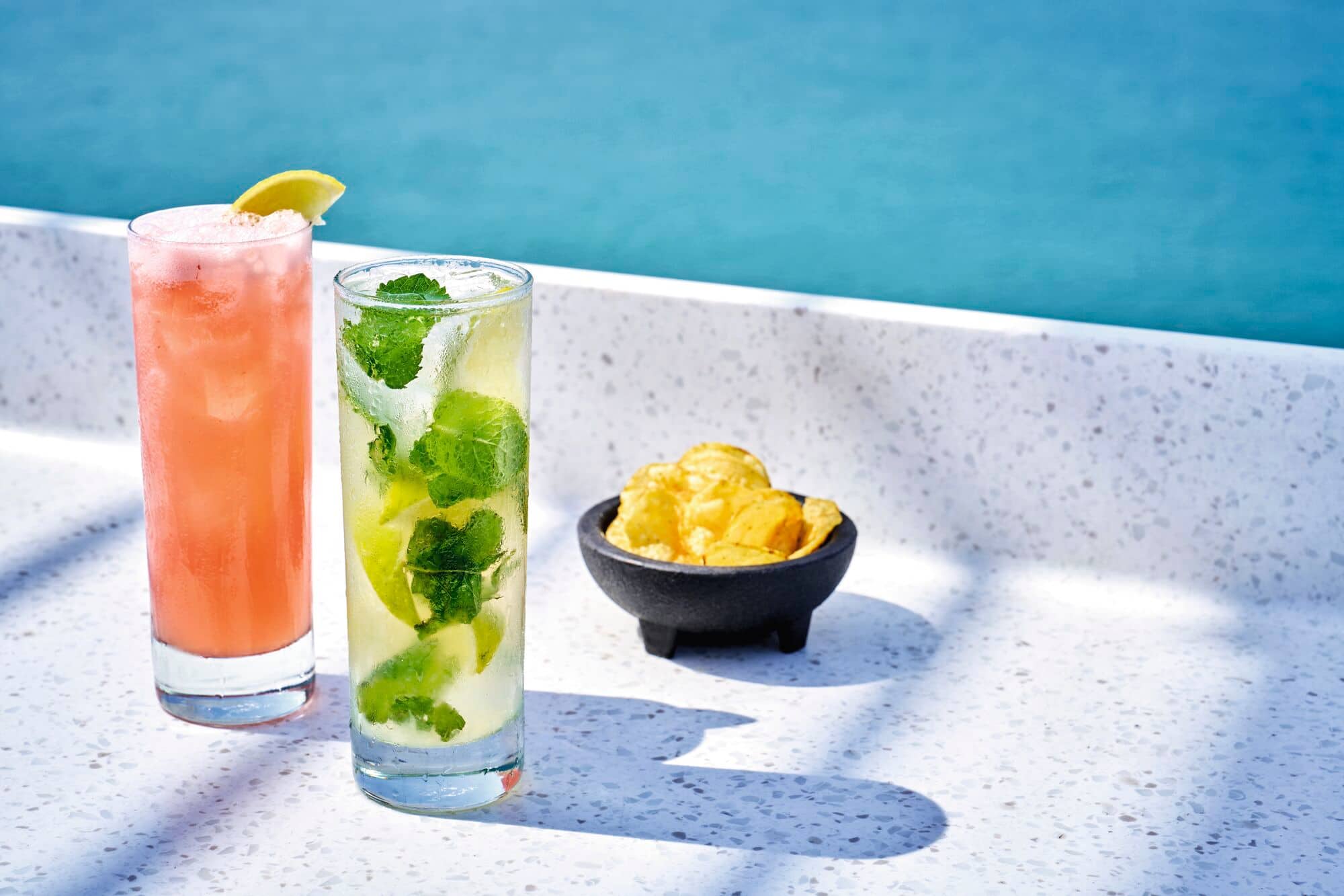 A view of poolside snacks on the Electric Sunsets cruise.