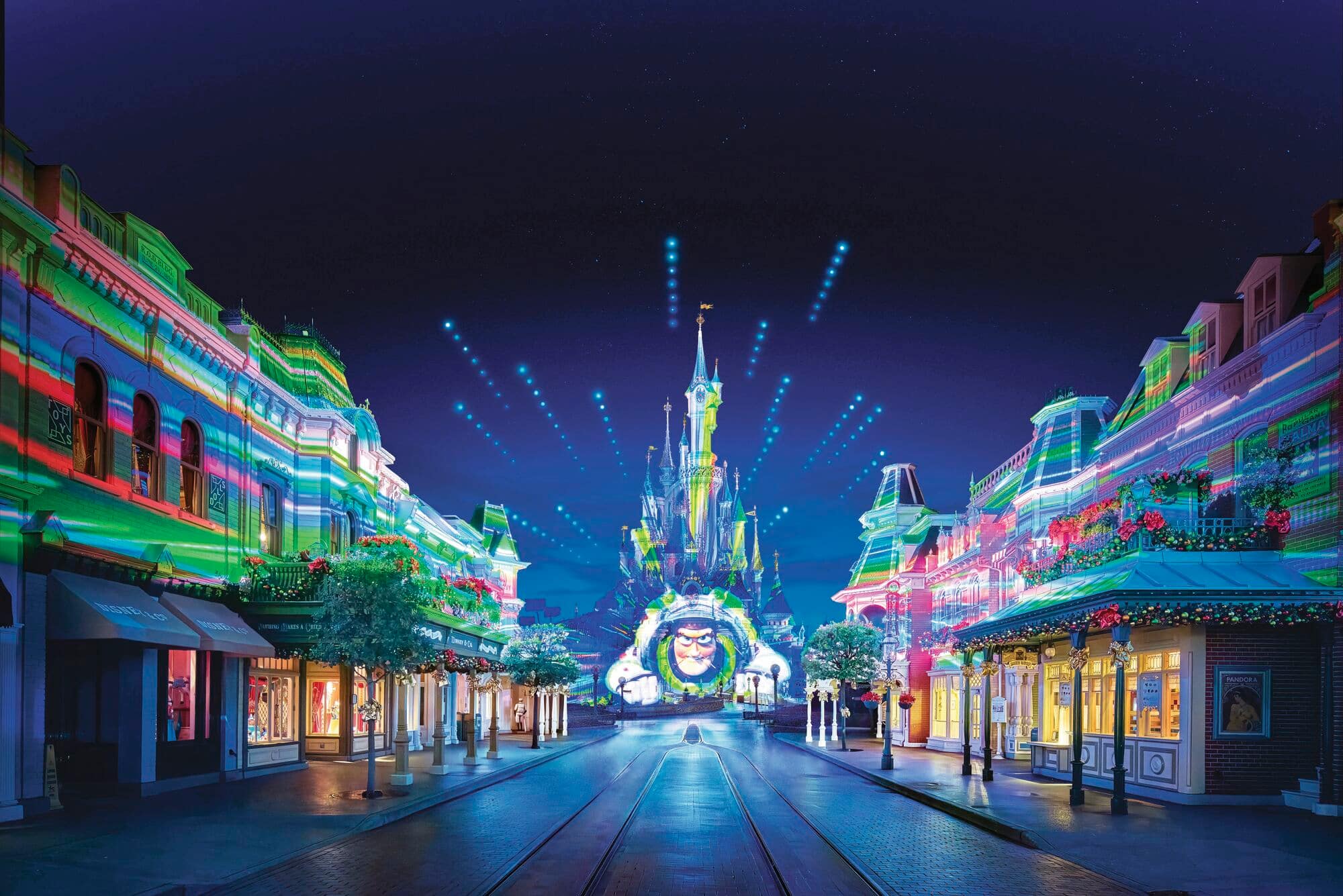Buzz Lightyear overlaid on the Sleeping Beauty Castle.