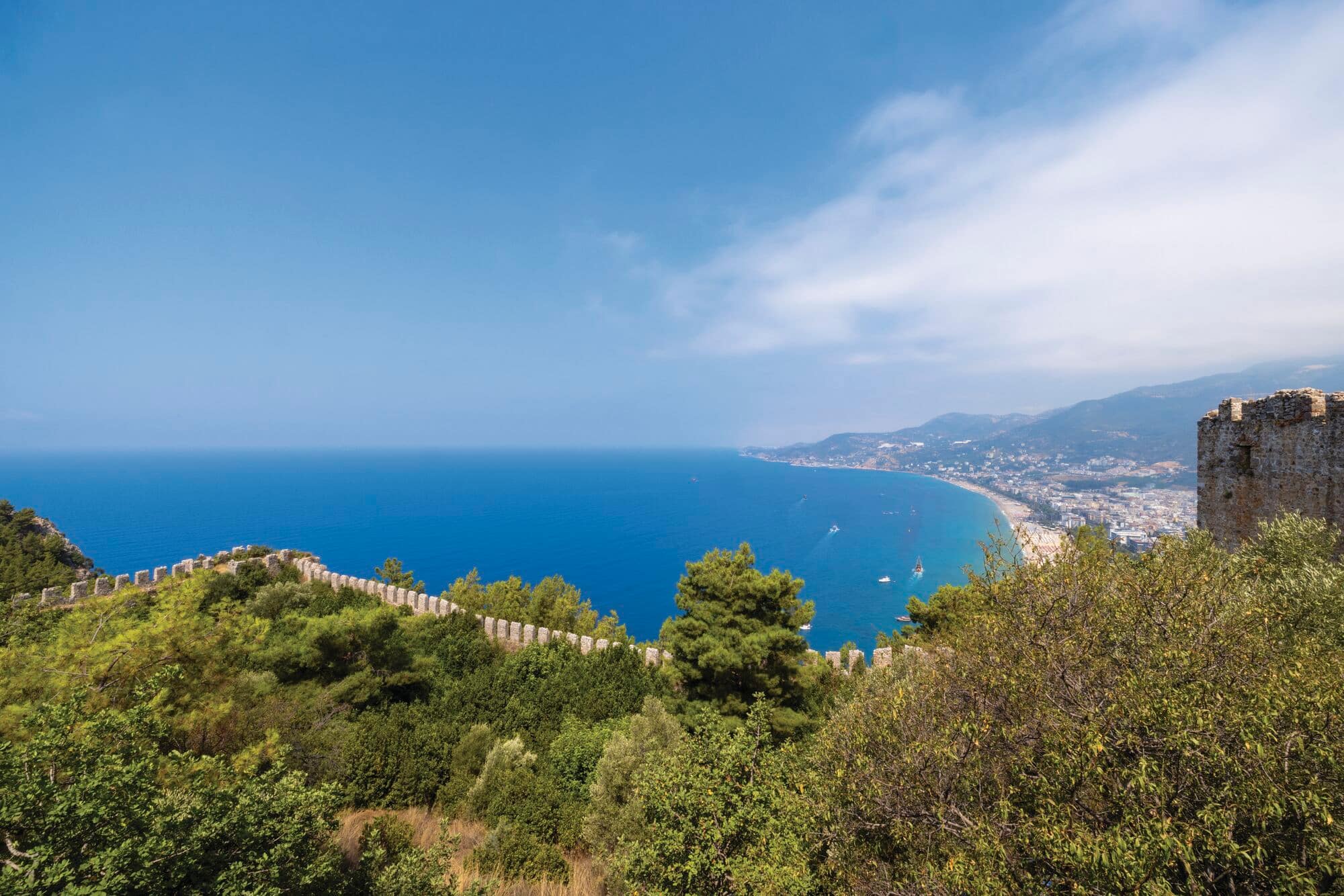 The view of the sea from a lookout point at Alayna Castle, Turkey